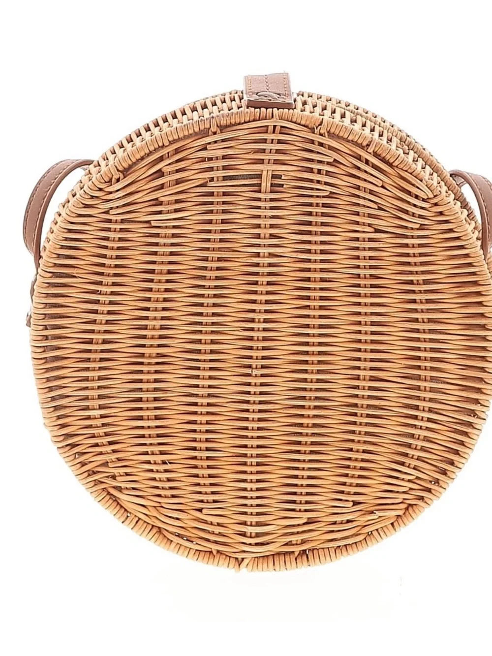 Zara Round Woven Crossbody Bag - Tan